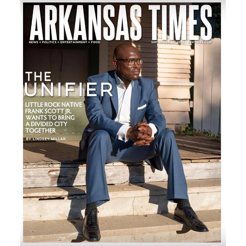 Front page of Arkansas Times billing Scott as a unifier, the signature message of his campaign to bring together in a racially-fractured city.